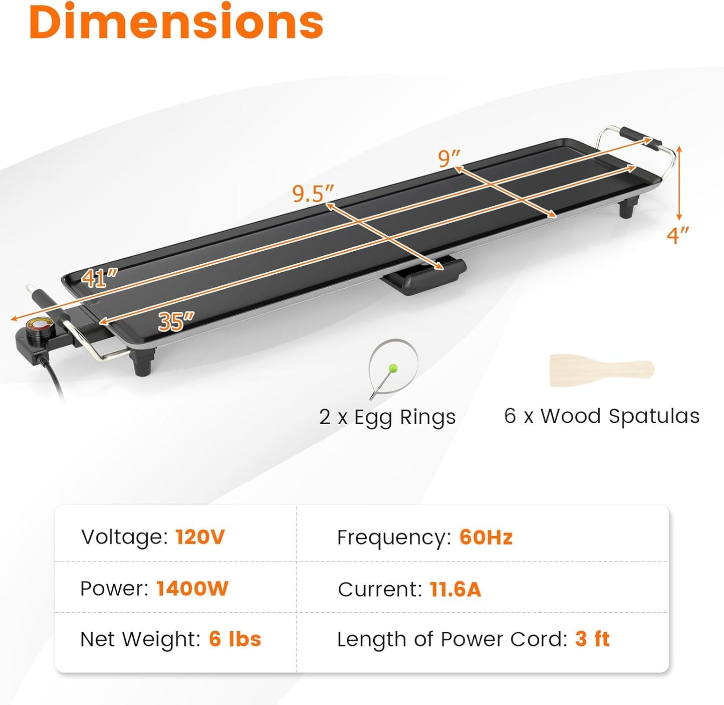 DORTALA 39.5" Electric Griddle, Portable Teppanyaki Grill for 10-12 Person with 2 Cooking Surface, Thermostat Control, Insulated Handles & Drip Tray, Indoor Outdoor BBQ Grill for Party, Camping & RV