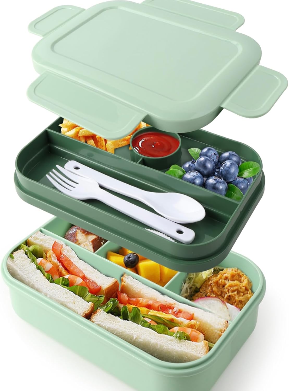 Bento Box Adult Lunch Box -2000 ML Stackable Bento Lunch Box Container with 8 Compartments,Leak-Proof Lunch Containers,Built-in Sauce Container,Utensils,Microwave/Dishwasher/Freezer - Pink