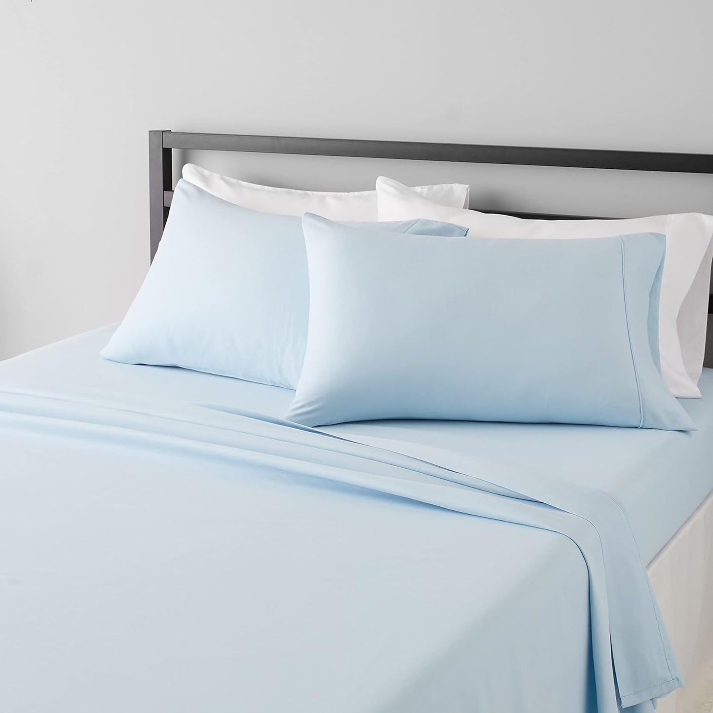 Amazon Basics Lightweight, Breathable Microfiber 4-Piece Bed Sheet Set with 14-Inch Deep Pockets, Full, Blush Pink, Solid