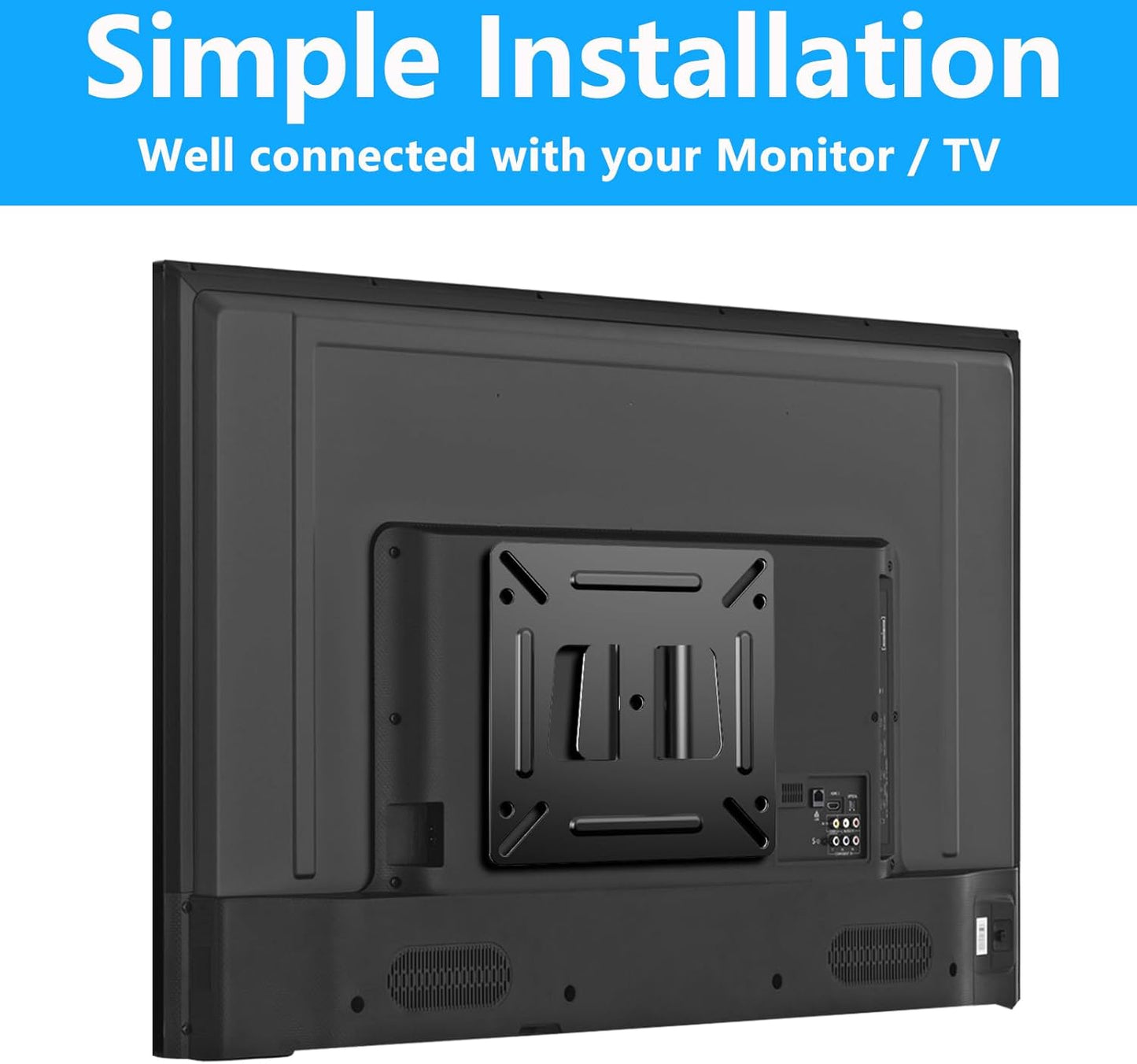 TETVIK Monitor Wall Mount Most 14-24“ TVs Computer Universal Low Profile RV TV Wall Mount VESA Up to 100x100mm Max Weight 30lbs Fits 15 19 20 22 23 Inch Camper Small Monitor Mount Bracket