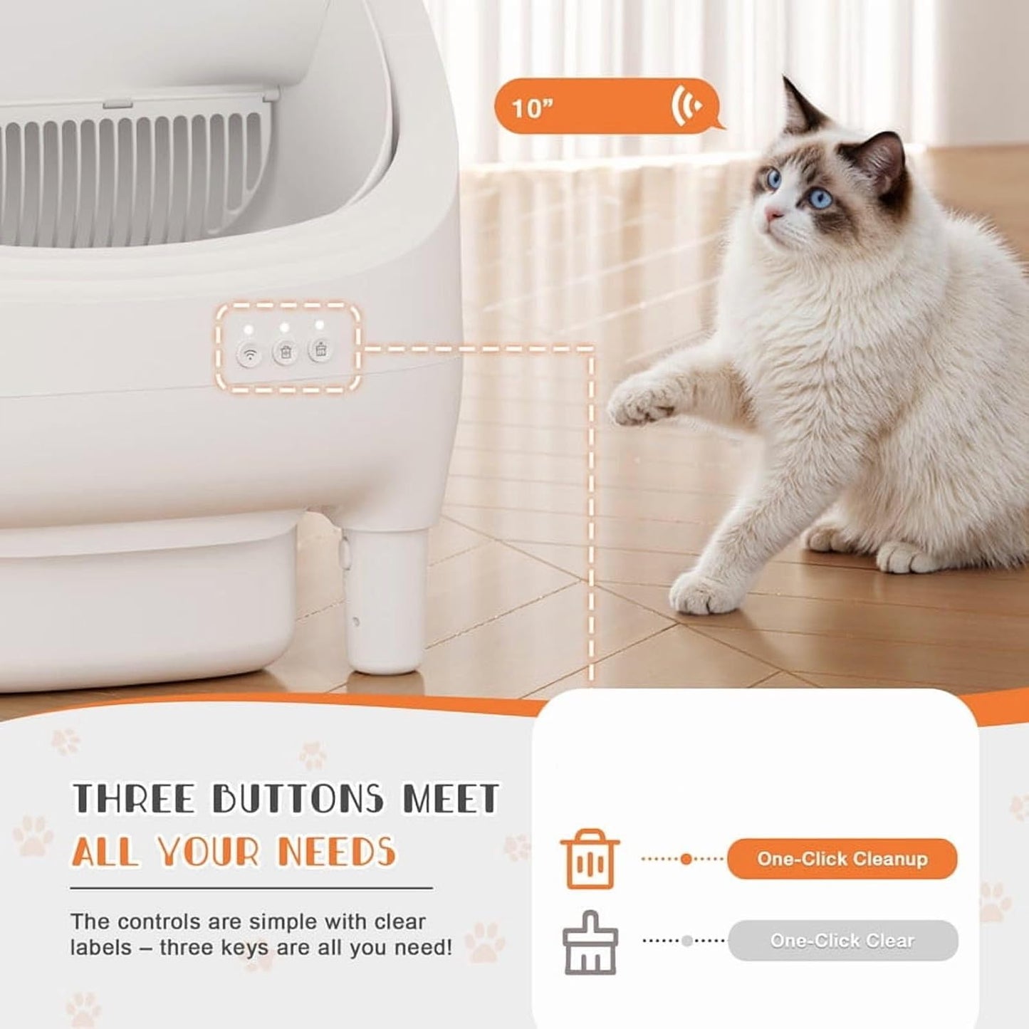 GUNJI Self Cleaning Cat Litter Box, Open-Top Automatic Self-Cleaning Litter Box, Design for Multi-Cat Families, Integrated Safety Protection, Includes Trash Bags (Brown)