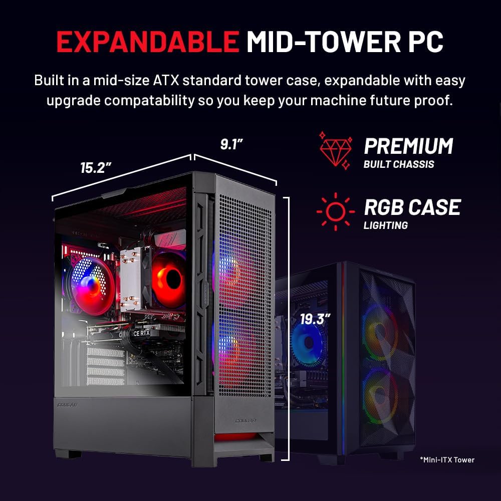 Skytech Shadow Gaming PC, Intel i5 13400F 2.5 GHz (4.6GHz Turbo Boost), NVIDIA RTX 4060 8GB GDDR6X, 1TB NVME, 32GB DDR5 RAM 5200 RGB, 650W Gold PSU, Wi-Fi, Win 11 Home