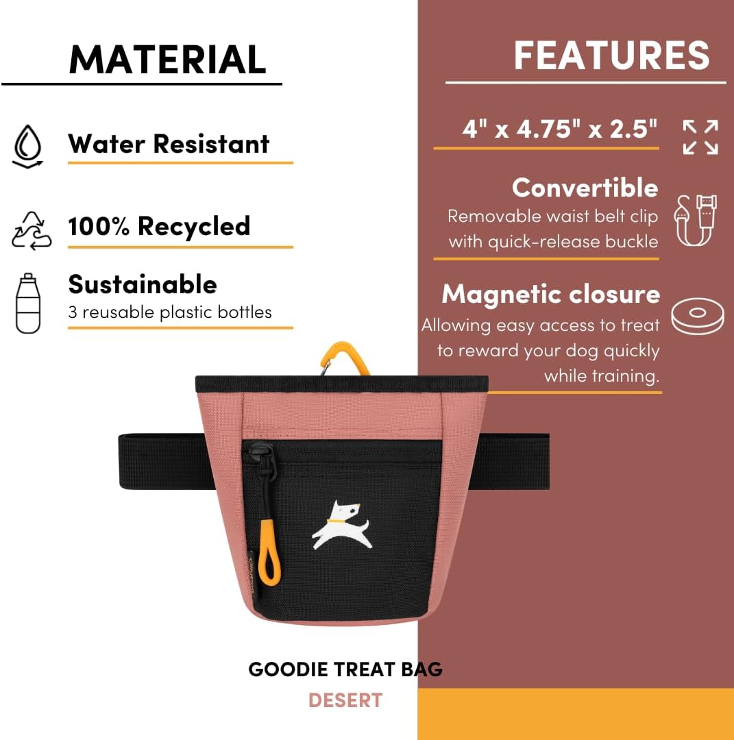 OllyDog Goodie Treat Bag, Dog Treat Pouch, Waist Belt Clip for Hands-Free Training, Magnetic Closure, Dog Training and Behavior Aids, Three Ways to Wear (Palm) - PuriLite