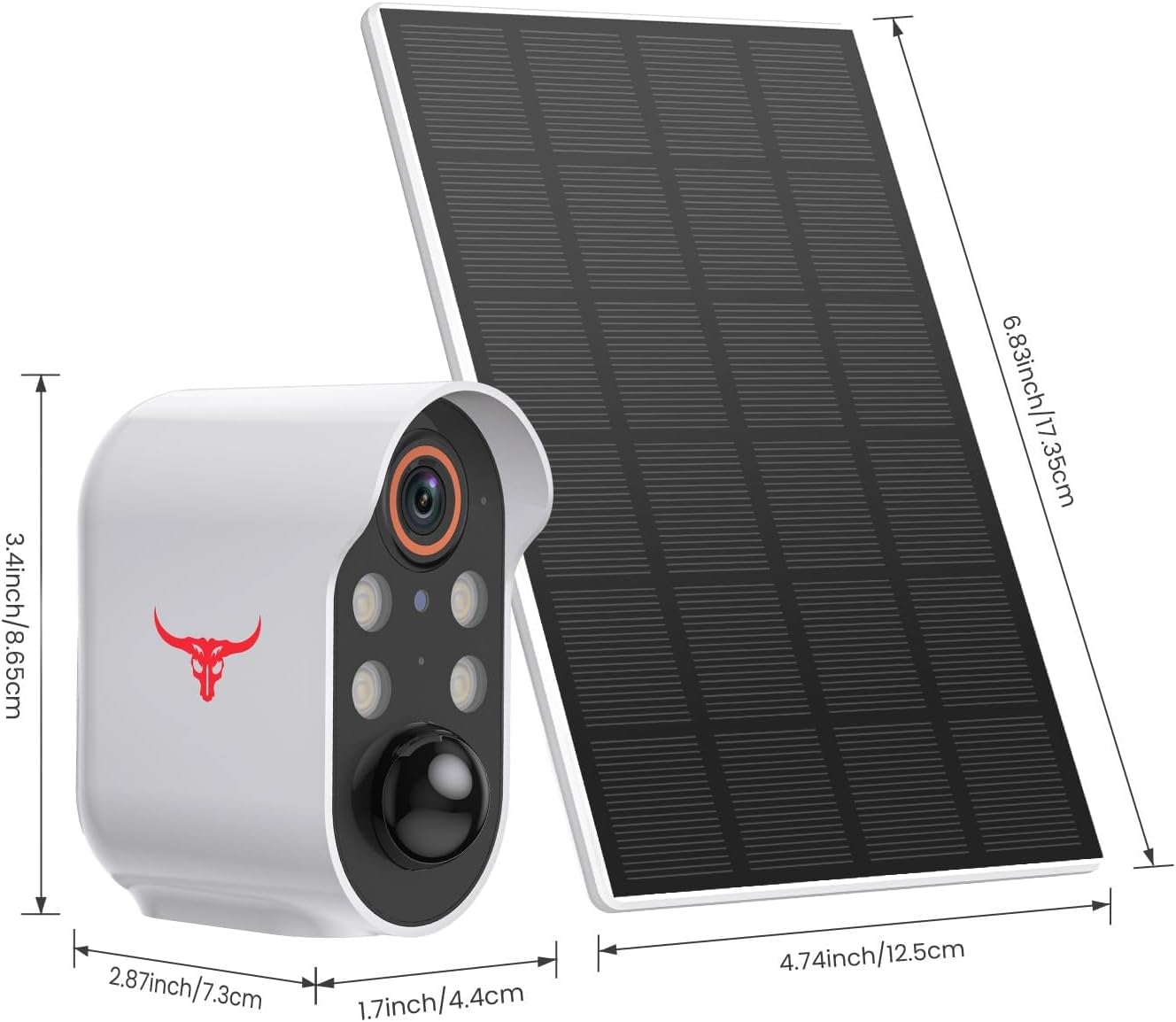 SJCODE 1080P Security Camera Wireless Outdoor with Solar Panel for Home Security, Color Night Vision, PIR Motion Detection, Cloud Storage, 2-Way Audio, Live View Bullet Surveillance Cam, 4 Spotlights