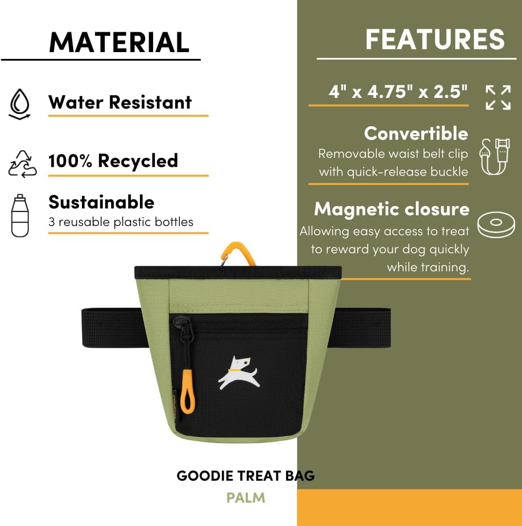 OllyDog Goodie Treat Bag, Dog Treat Pouch, Waist Belt Clip for Hands-Free Training, Magnetic Closure, Dog Training and Behavior Aids, Three Ways to Wear (Wet Weather)