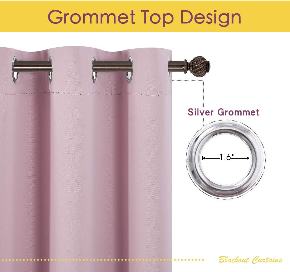 NICETOWN Blackout Curtains 2 Panels for Bedroom- Thermal Insulated Grommet Blackout Curtains 63 Inches Long for Living Room/Kitchen Rideaux occultants (2 Panels, W42 x L63 -Inch,Grey) - PuriLite