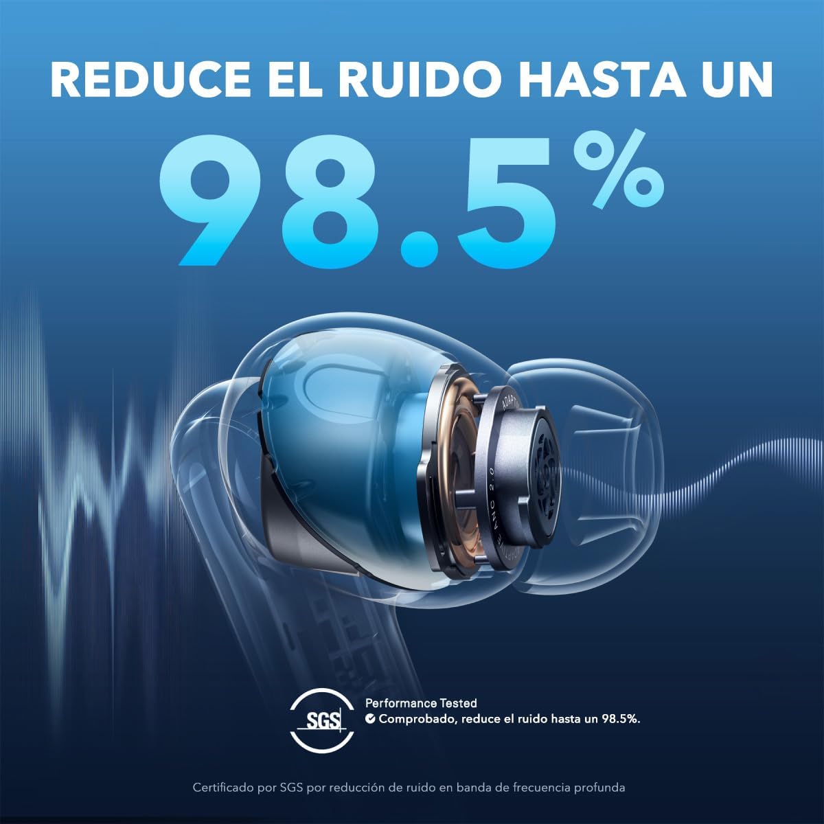 soundcore by Anker Liberty 4 NC Wireless Noise Cancelling Earbuds, 98.5% Noise Reduction, Adaptive Noise Cancelling to Ears and Environment, Hi-Res Sound, 50H Battery, Wireless Charging, Bluetooth 5.3
