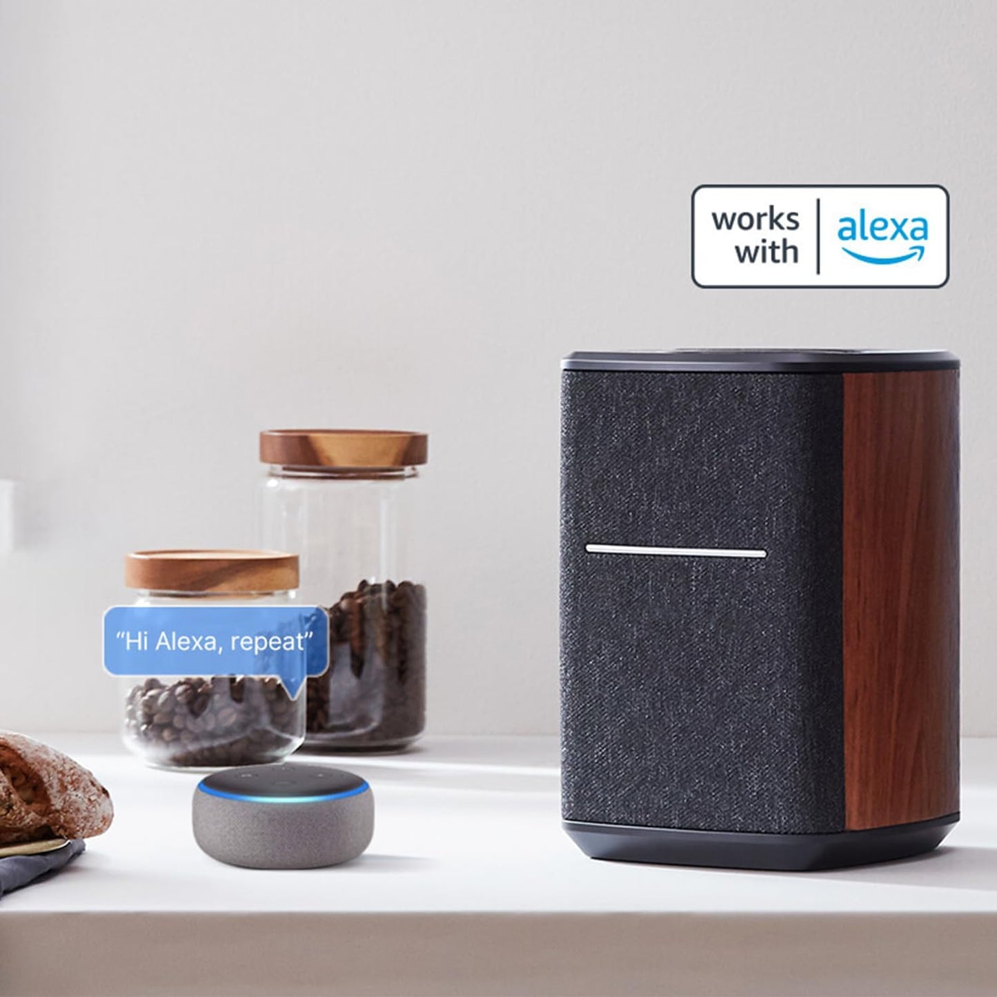 Edifier WiFi Smart Speaker Without Microphone, Works with Alexa, Supports AirPlay 2, Spotify , Tidal Connect, 40W RMS One-Piece Wi-Fi and Bluetooth Sound System, No Mic, MS50A
