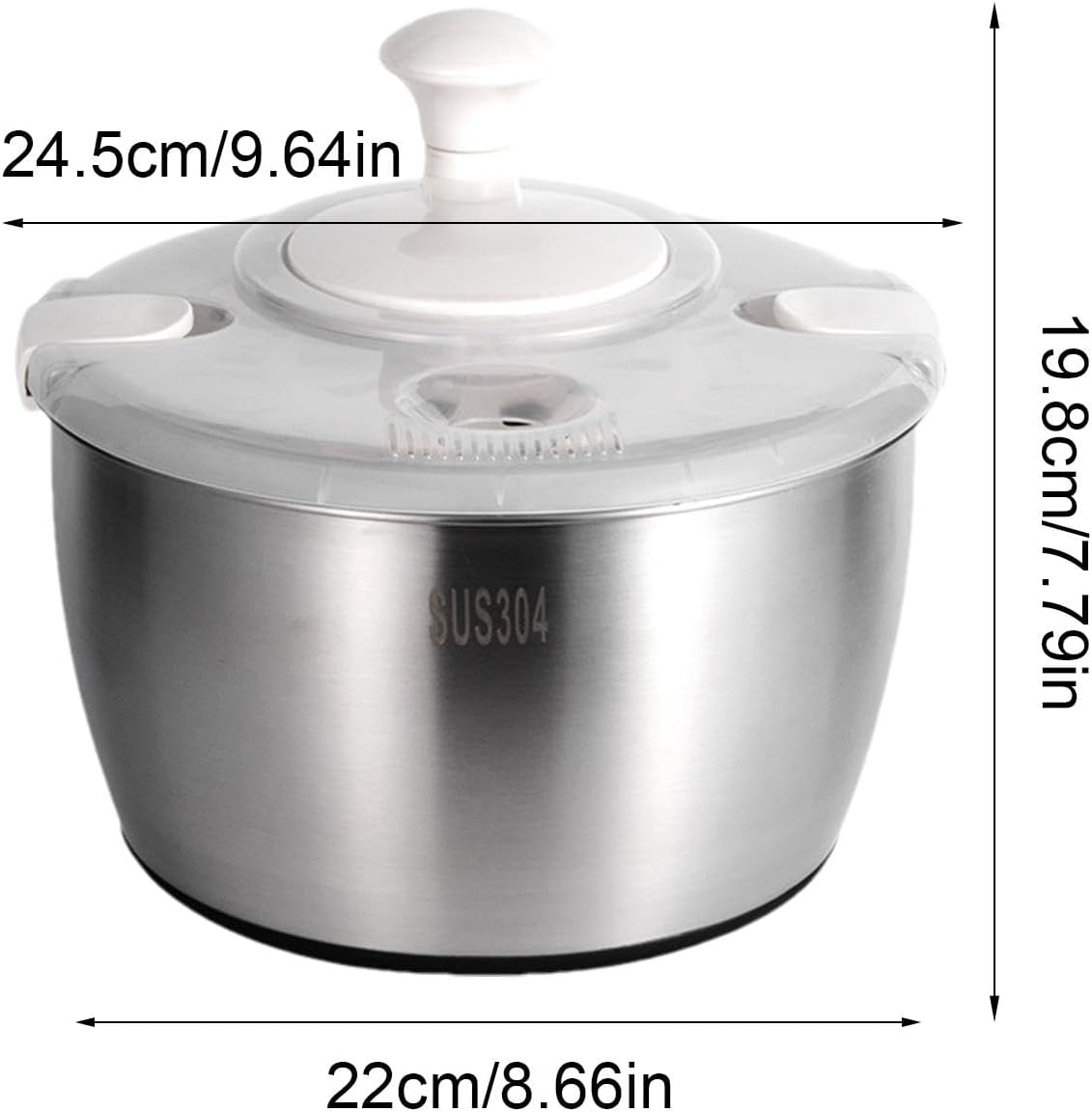 Stainless Steel Salad Spinner - Spinner Bowl | Spinner Lettuce | Stainless Steel Salad Washer with Rotating Handle | Multifunctional Vegetable Dryer Fruit Washer Drain Basket for Kitchen