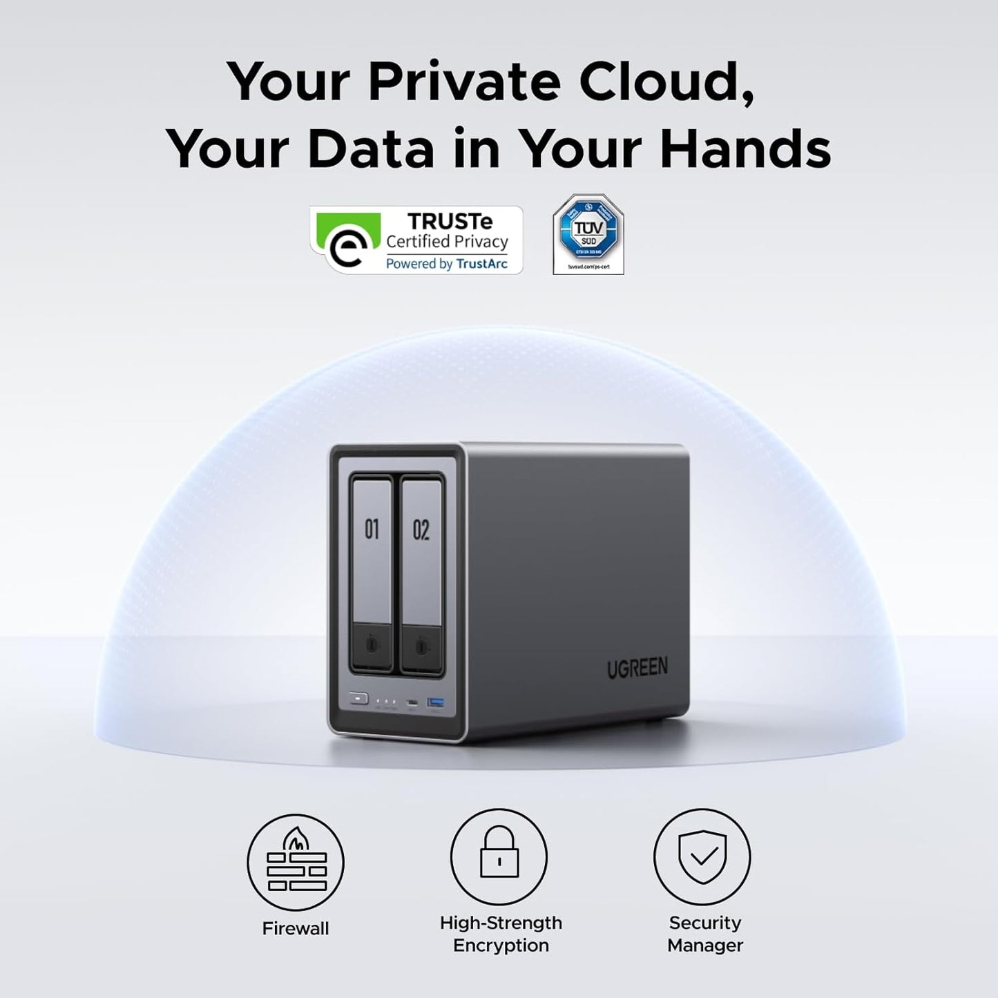 UGREEN NASync DXP2800 2-Bay Desktop NAS, Auto Backup Organize Phones/PCs Private Cloud Storage for Home & Office, Intel N100 Quad-core CPU, 8GB DDR5 RAM, 2.5GbE, Dual M.2 Slots, 4K HDMI (Diskless)