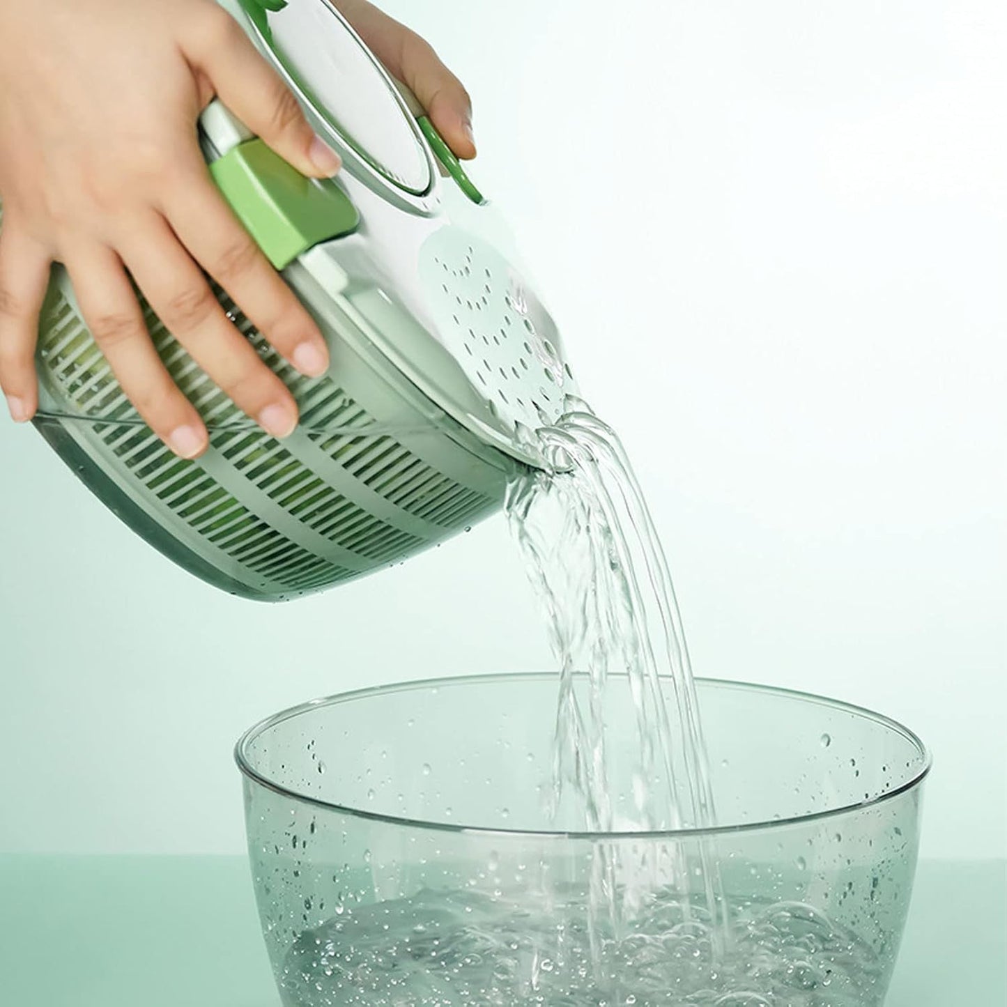 Salad Spinner Lettuce Washer with Drain Bowl Colander Handle, Veggie Dryer Fruit Washer Drainer for Cleaning Drying Greens Vegetables Fruits(Green)