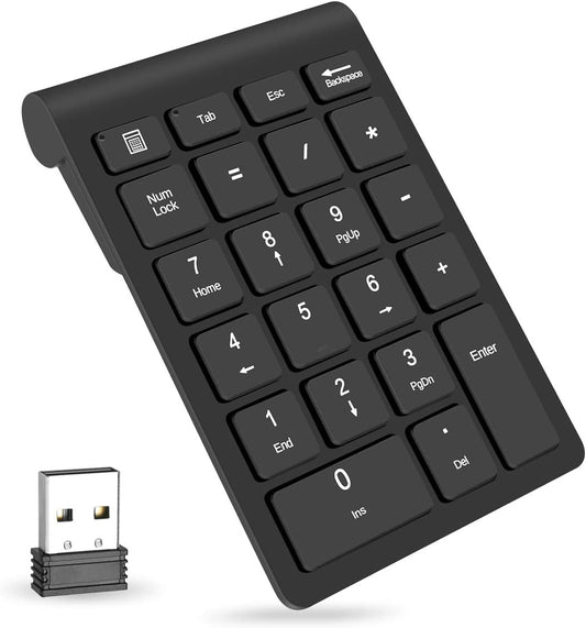 Wireless Number Pads, Numeric Keypad Numpad 22 Keys Portable 2.4 GHz Financial Accounting Number Keyboard Extensions 10 Key for Laptop, PC, Desktop, Surface Pro, Notebook