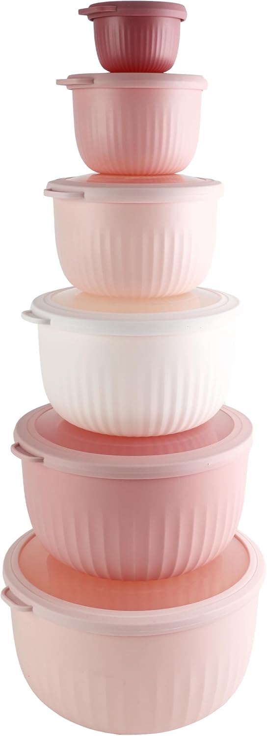 COOK WITH COLOR Prep Bowls with Lids- 8 Piece Nesting Plastic Small Mixing Bowl Set with Lids (Teal Ombre)