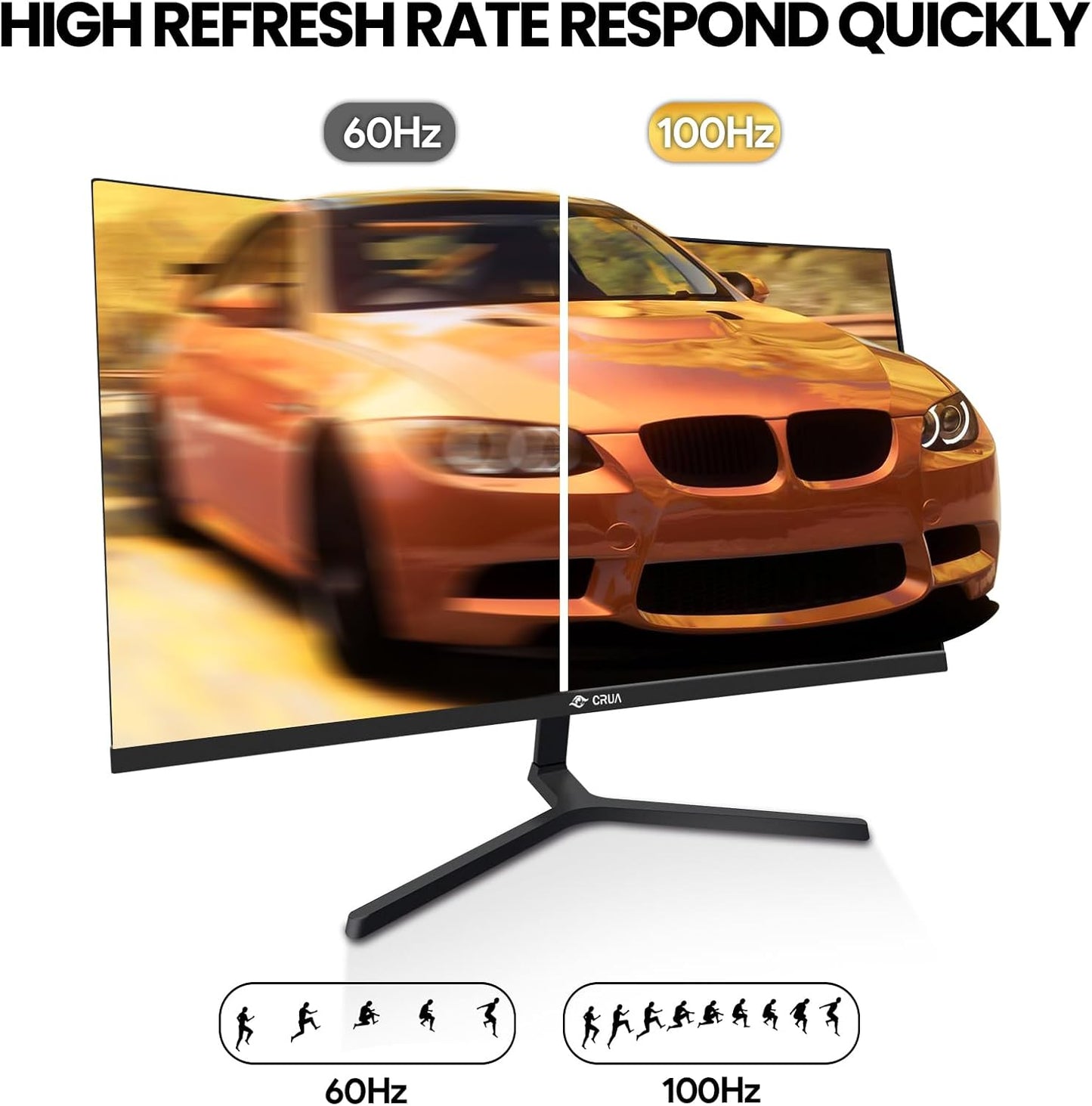 CRUA 34 Inch Gaming Monitor 144Hz, WQHD 3440X1440P Ultrawide Curved Monitor, 21:9 1500R 120% sRGB Computer Display Support Freesync, PIP/PBP, HDMI 2.0 & DP 1.4, Wall Mountable/Tilt Adjustable-Black