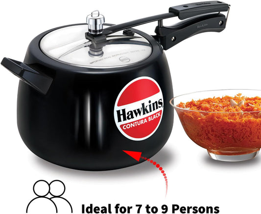 Hawkins CB65 Hard Anodised Pressure Cooker, 6.5-Liter, Contura Black