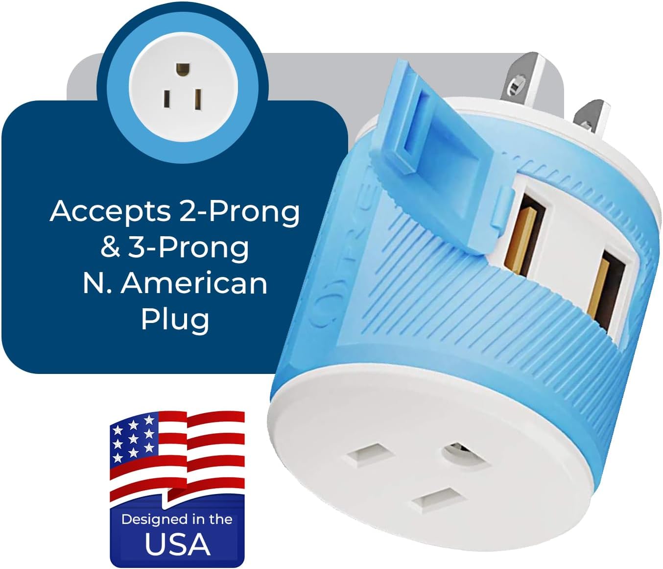 OREI South Africa, Botswana, Namibia Travel Plug Adapter with Dual USB - USA Input - Type M (U2U-10L), Will work with Cell Phones, Camera, Laptop, Tablets, iPad, iPhone
