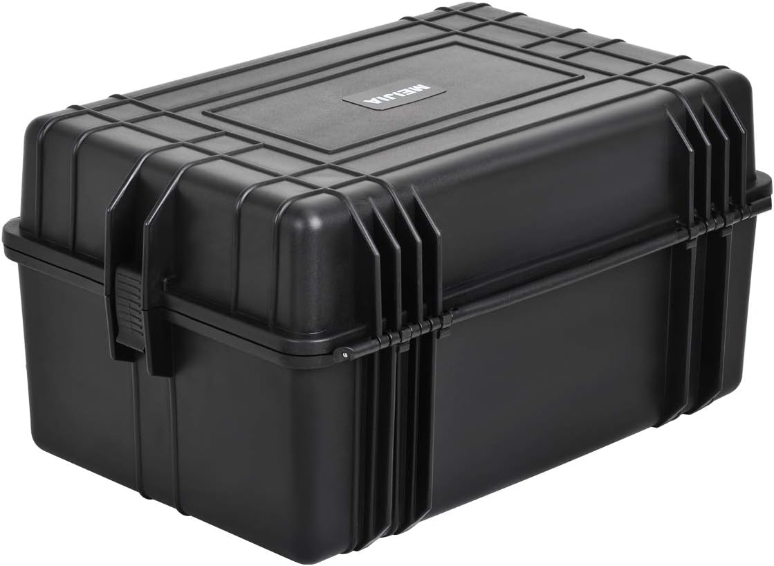 MEIJIA Portable Waterproof Protective Hard Case,Camera Case with Customizable Fit Foam Inserted, Elegant Black (9.17"x 7.56"x4.33")