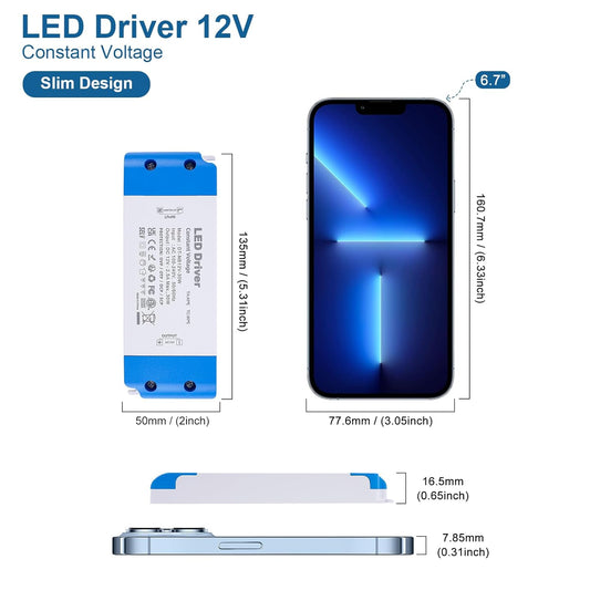 LED Driver 12V Power Supply 30W, AC 100V-240V to 12V DC Low Voltage Transformer 2.5A, Ultra Thin Adapter for Constant Voltage 12 Volt DIY LED Strip Lights MR16 MR11 G4 Bulbs