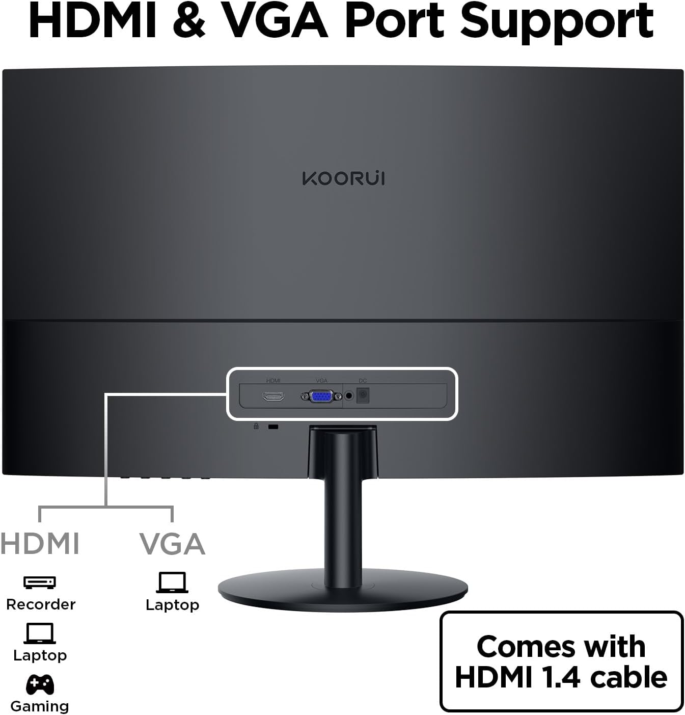 KOORUI 32 inch Curved Gaming Monitor - QHD (2560 x 1440) 2K Display, 170Hz 144Hz Monitors, 1500R Curvature, 1ms, HDR10, Adaptive Sync, Tilt Adjustable, DisplayPort HDMI, Black - 32E6QC
