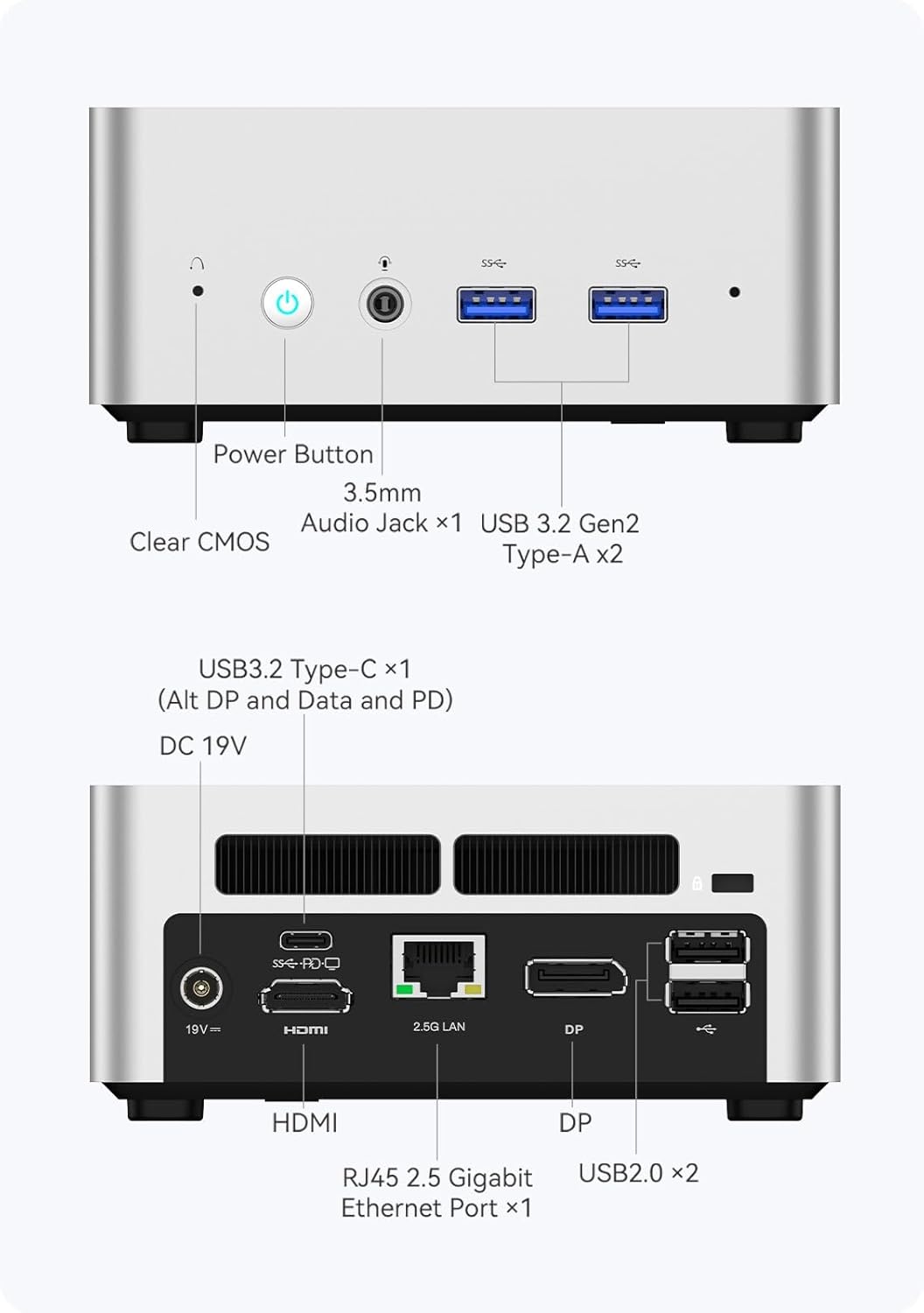 MINISFORUM NAB8 Plus Mini PC, Intel Core i7-12800H (14C/20T, up to 4.8GHz), 32GB DDR4 1TB M.2 SSD, HDMI/DP /USB4,2.5 Inch HDD/SSD Slot,USB-A x 4,2x2.5G LAN/Wi-Fi6E / BT5.3,Oculink Support