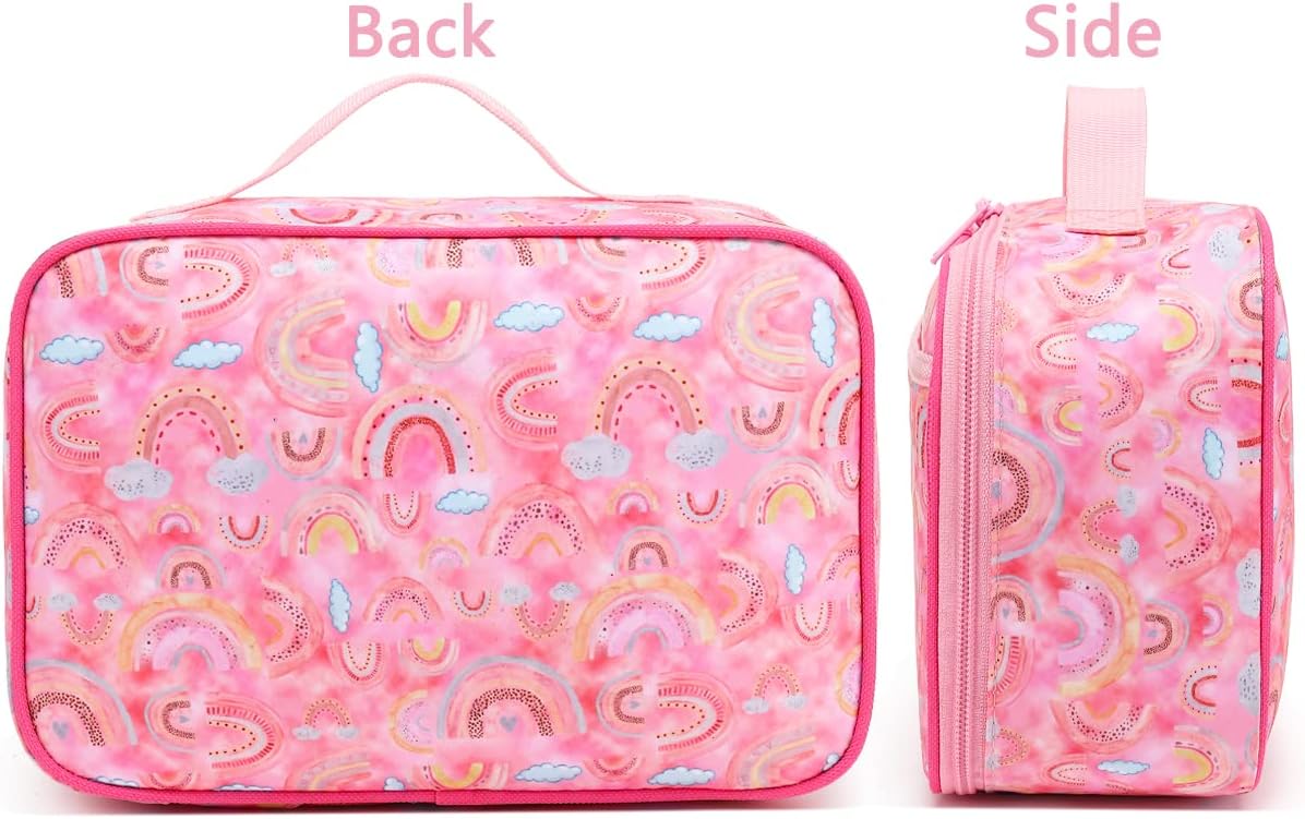 FlowFly Kids Lunch Box Insulated Soft Bag Mini Cooler Back to School Thermal Meal Tote Kit for Girls, Boys, Black