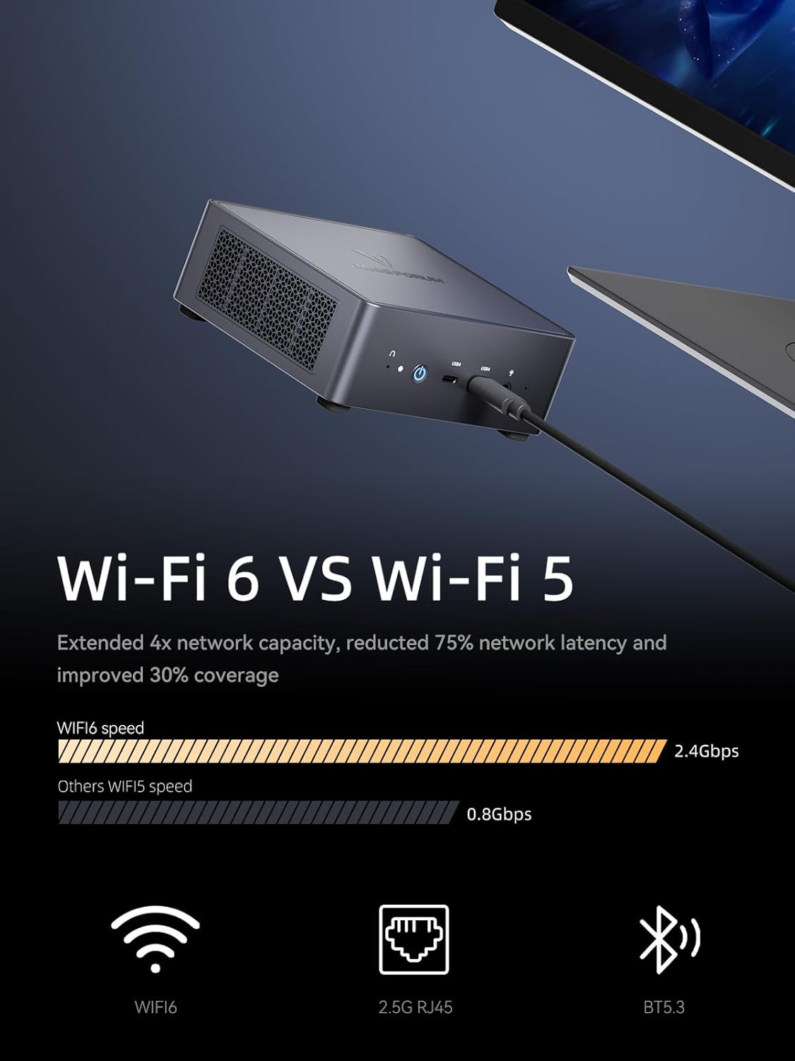 MINISFORUM UM760 Slim Mini PC AMD Ryzen 5 7640HS(6C/12T, up to 4.3GHz) 16GB RAM 1TB SSD Micro Computer, HDMI(4K), DP(4K),USB4(8K) Triple Video Output, AMD Radeon 760M Graphics 2.5G LAN Small PC