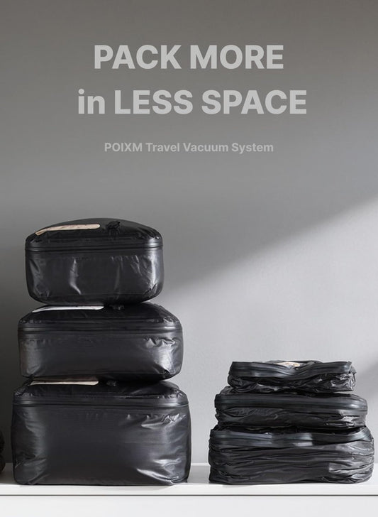 Vacuum Bags for Travel with Wireless Pump, 180° Open Zipper, IP67 Waterproof, Reusable Space Saver Compression Bags for Backpack, Suitcase, Home Storage(2 Pack + Pump)