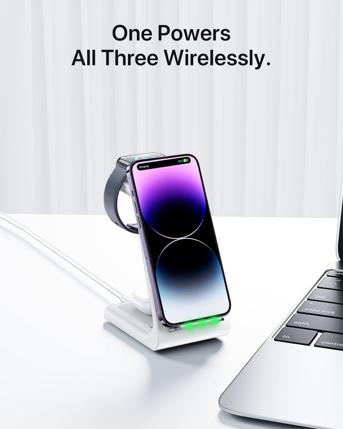 Intoval Wireless Charging Station,3 in 1 Charger for Apple iPhone/iWatch/Airpods,iPhone16,15,14,13,12,11 (Pro,Pro Max)/XS/XR/XS,iWatch10/9/8/Ultra2/1/7/6/SE/5/4/3/2,Airpods Pro2/Pro/3/4 (A3,Black)