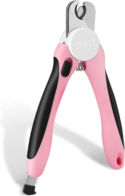 Flexzion Dog Nail Clippers Cat Nail Trimmer, Toe Claw Scissor Grooming Tool with Stainless Steel Blades, File Easy Grip Handle Safety Guard Avoid Overcutting for Small Medium Large Breed Puppy, Pink