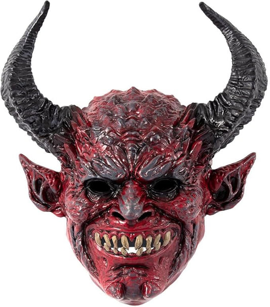 ULTECHNOVO Halloween Devil Horn Mask Scary Face Mask for Cosplay Parties Comfortable Openings Elastic Strap