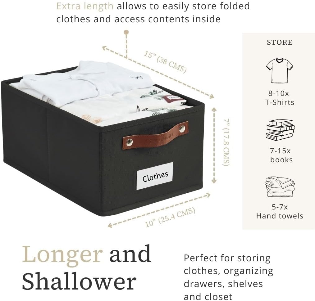 DECOMOMO Cube Storage Bin, Storage Cubes with Labels, Baskets for Shelves Kallax Linen Closet Organizers (Cube 10.5x11"/ 6pcs, Black)