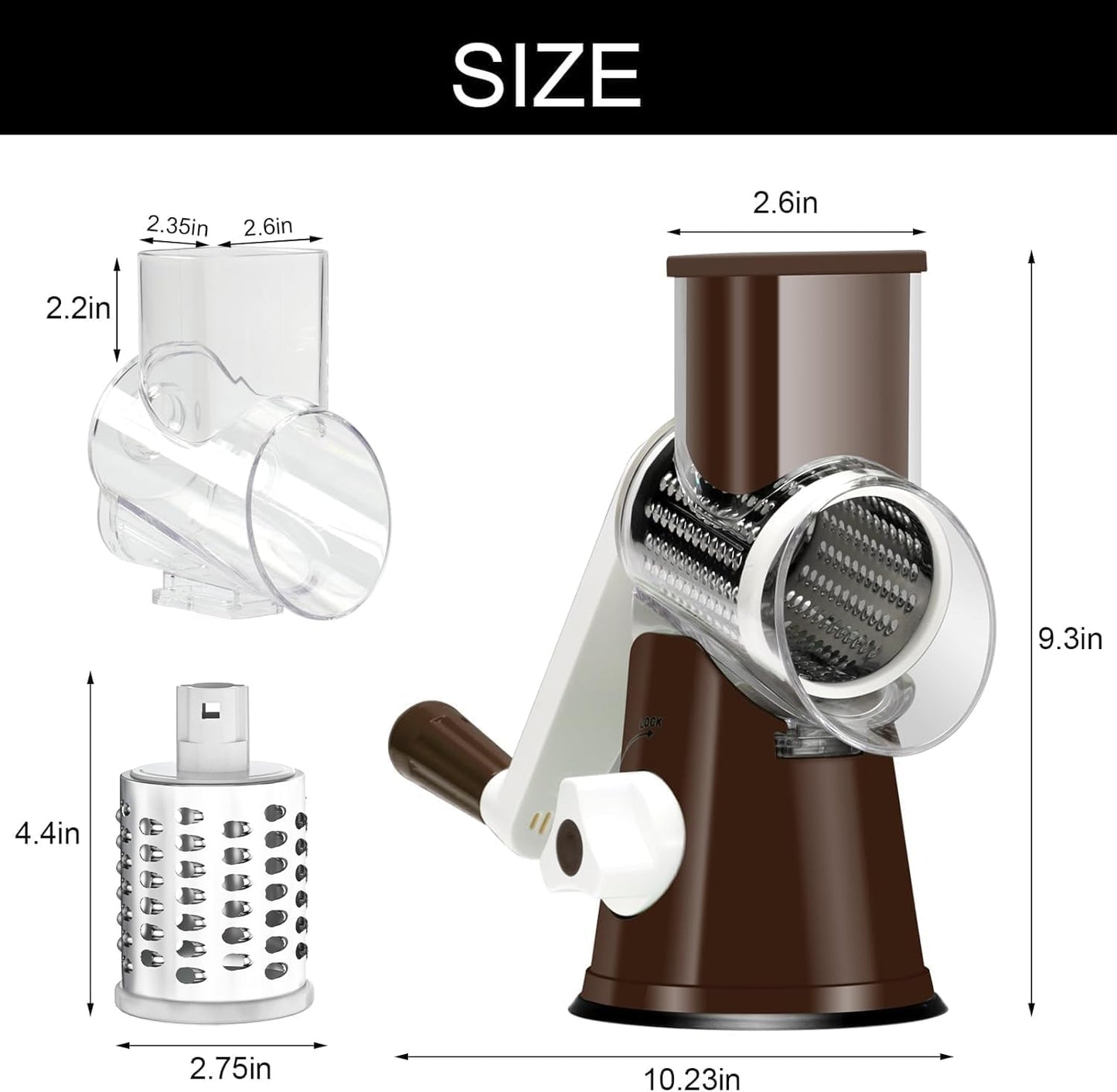 Purilite Select Rotary Cheese Grater with 3 Stainless Steel Blades