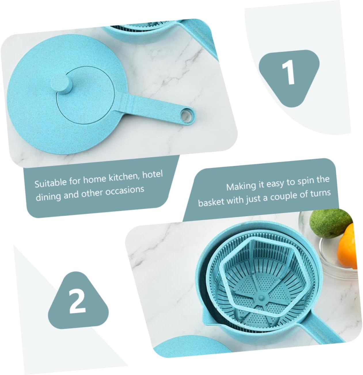 COLLBATH Manual Salad Spinner for Quick Drying Versatile Utensil Storage and Drain Basket for Veggies