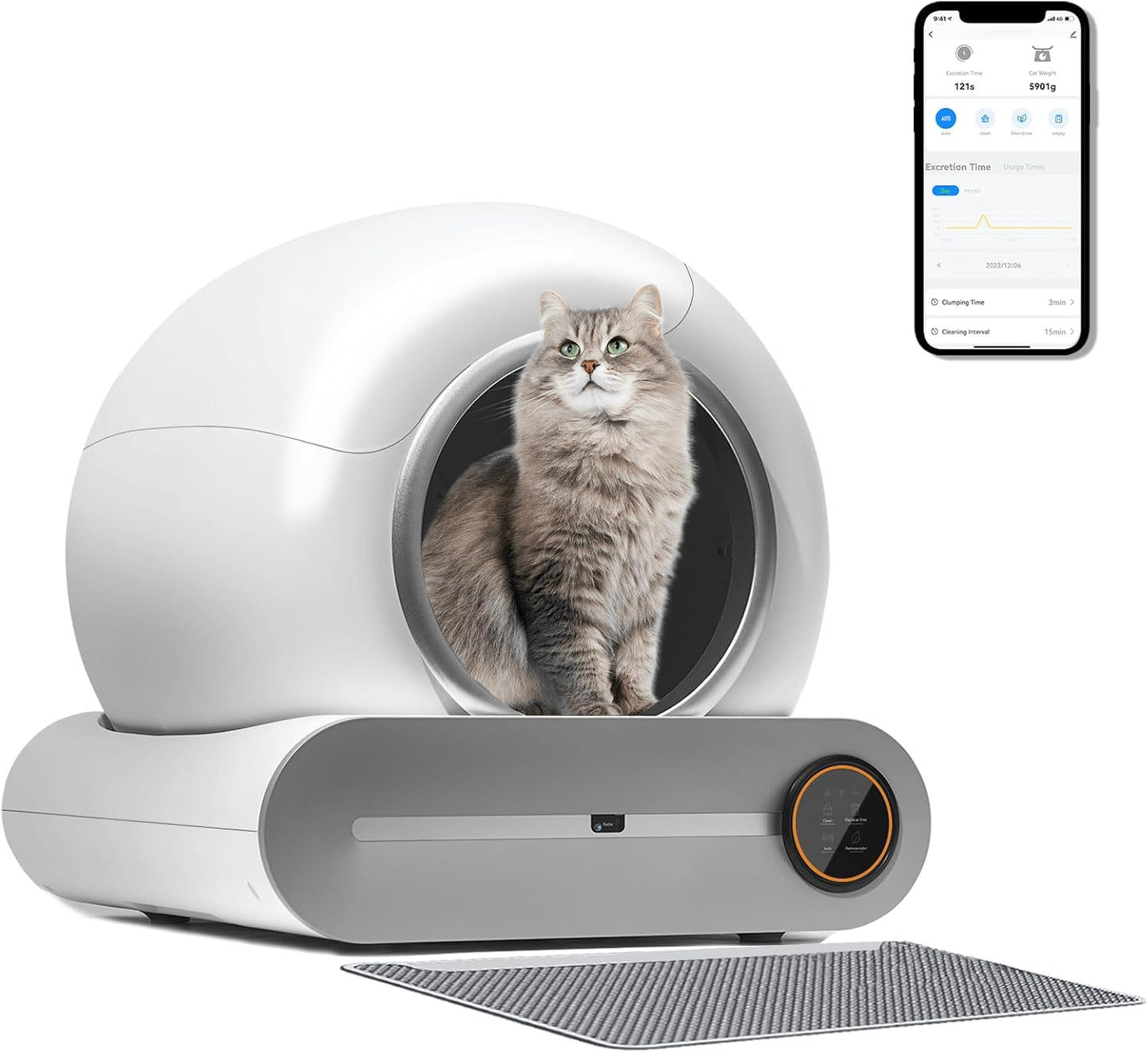 Upgraded Self-Cleaning Cat Litter Box - Automatic Smart for Multiple Cats, Never Scoop Again, Safety Protection, APP Control, Odorless, Health Check