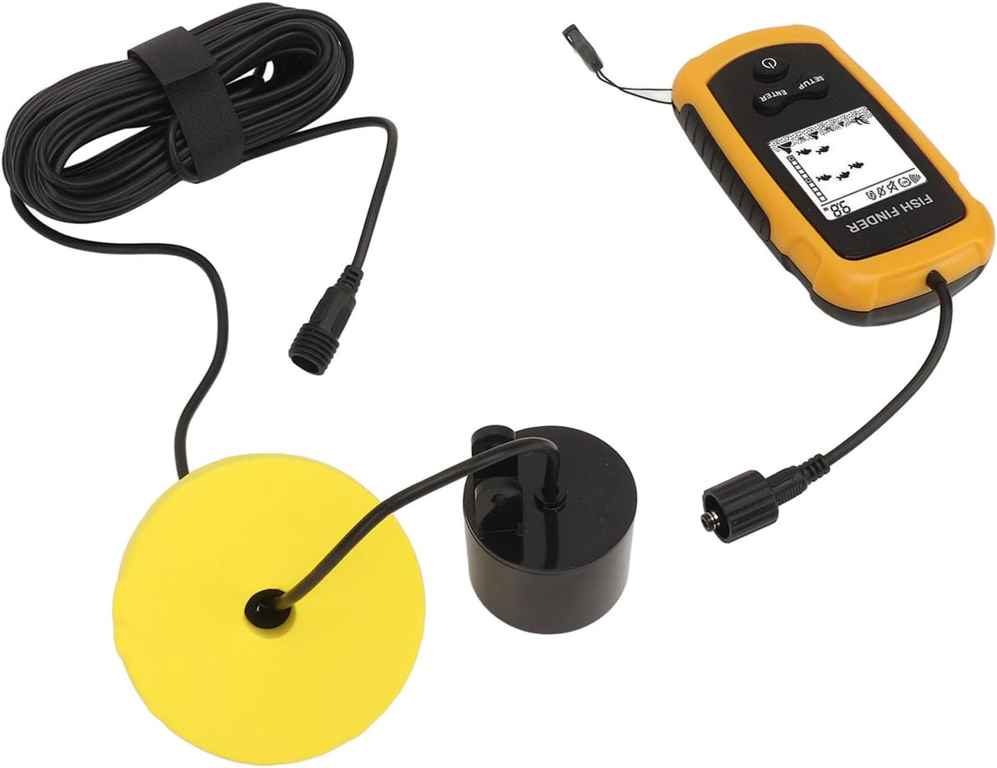 Akozon Portable Fish Depth Finder with LCD Display Handheld Fish Finder for Kayak and Boat Fishing, 200kHz Sonar Frequency, Castable