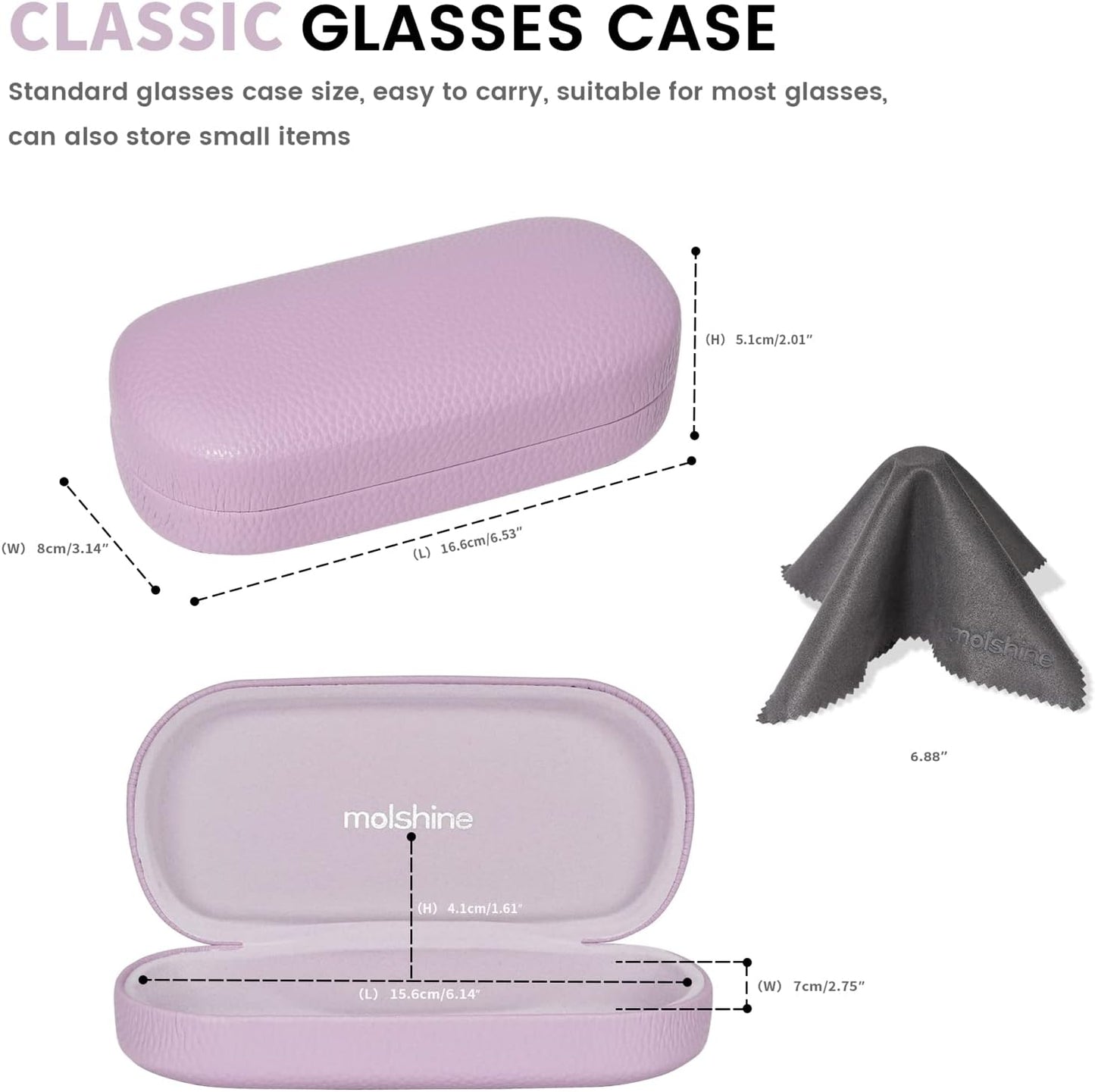 molshine Hard Shell Leather Sunglasses Case,Classic Large Glasses Case for Women Men,Sunglass Eyeglasses