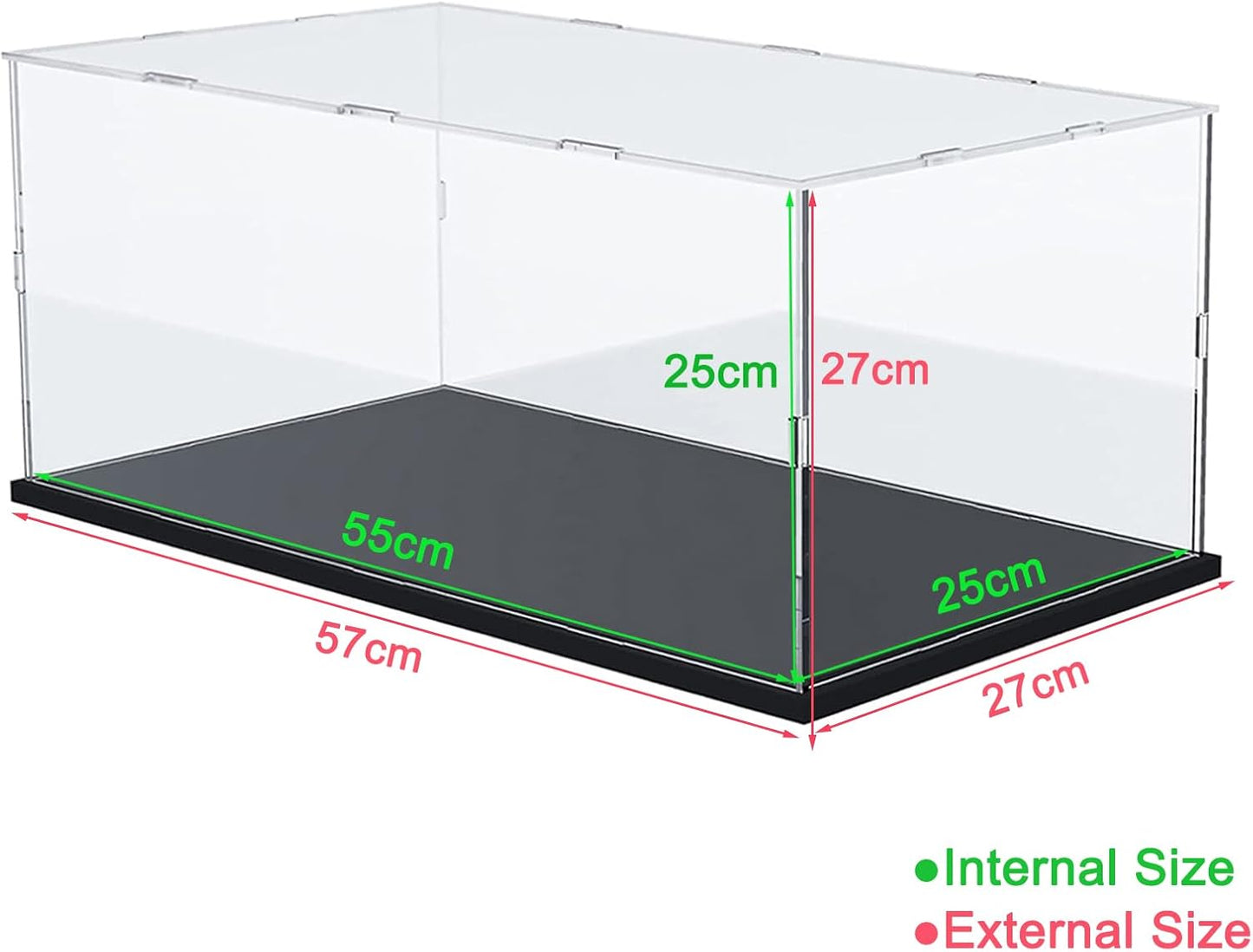 Thickened Clear Acrylic Display Case for Lego 10330 43268 76450 42170 10295 10353 Collectibles, Transparent Box Dustproof Protection with Wood-Plastic Base & String Light, Black Inside 40x20x20cm