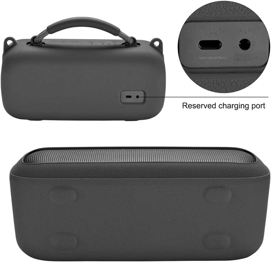 Carrying Silicone Cover Case Compatible with New Bose SoundLink Max Portable Speaker (Black)