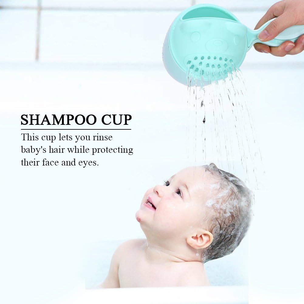 Baby Bath Rinse Cup, Detachable Baby Shampoo Rinser Kid Wash Hair Bathing Flusher for Baby Tub(Green)