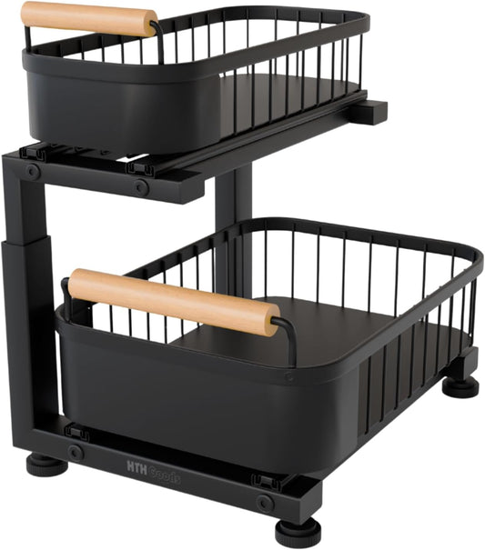 Premium Large Under Sink Organizer, 2-Tier Pull Out, Adjustable