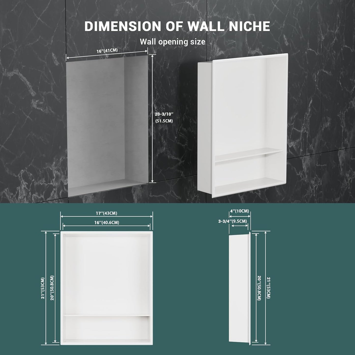 BLYLUND Shower Niche 12" x 24" NO Tile Needed,Matte Black Double Shelf Organizer, Square Corners Wall-Inserted Niche Recessed Shower Shelf Modern Soap Niche for Bathroom