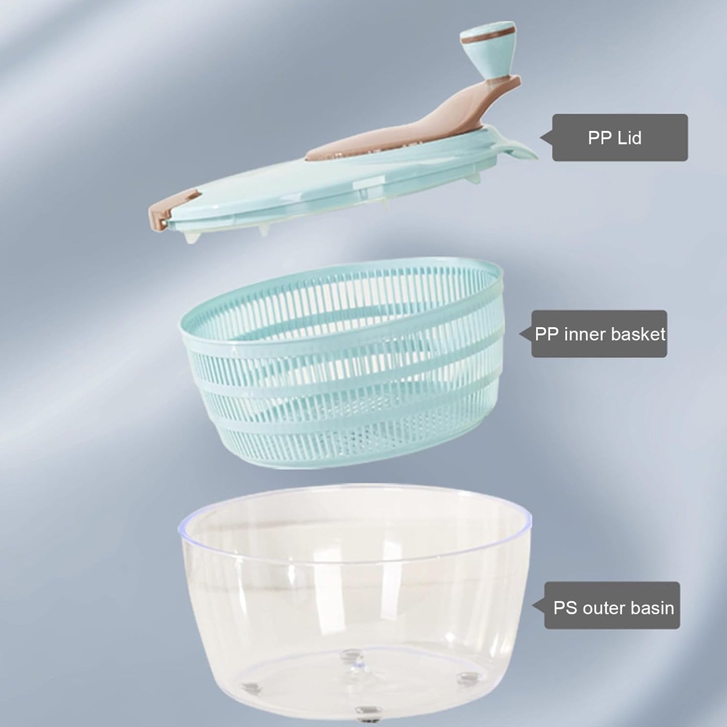 Salad Spinner Lettuce Dryer, Hand Crank Rotary Vegetable Dryer Veggie Washer with Colander, Vegetable Spinner Drain Basket, Vegetables Fruits Wash Spinner Bowl