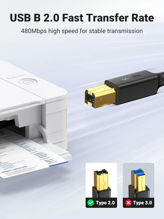 UGREEN Printer Cable USB 2.0 A Male to B Male Cord USB A to B Cable High Speed Scanner Cord Compatible with Brother, HP, Canon, Lexmark, Dell, Epson, Xerox, Piano, DAC and More, 1.5 Meters