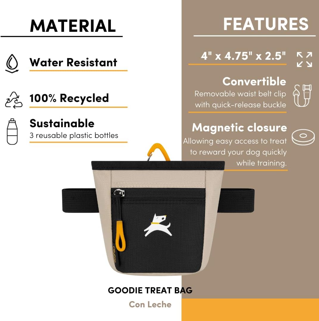 OllyDog Goodie Treat Bag, Dog Treat Pouch, Waist Belt Clip for Hands-Free Training, Magnetic Closure, Dog Training and Behavior Aids, Three Ways to Wear (Palm)