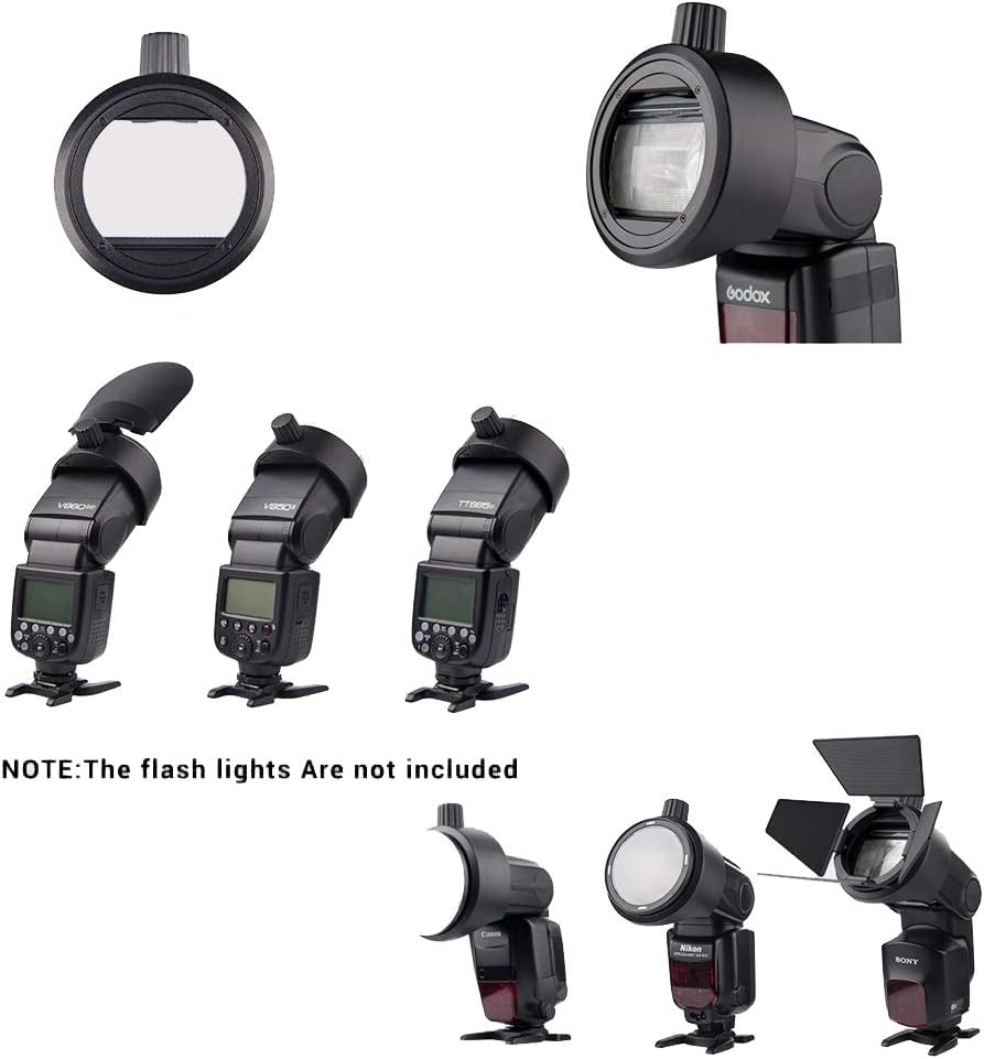 Godox S-R1 Adapter with AK-R1 Round Head Accessories Compatible for Yongnuo Canon Nikon Sony Camera Flash Speedlight and Godox TT685 V860II V350 TT600 TT350 V850II