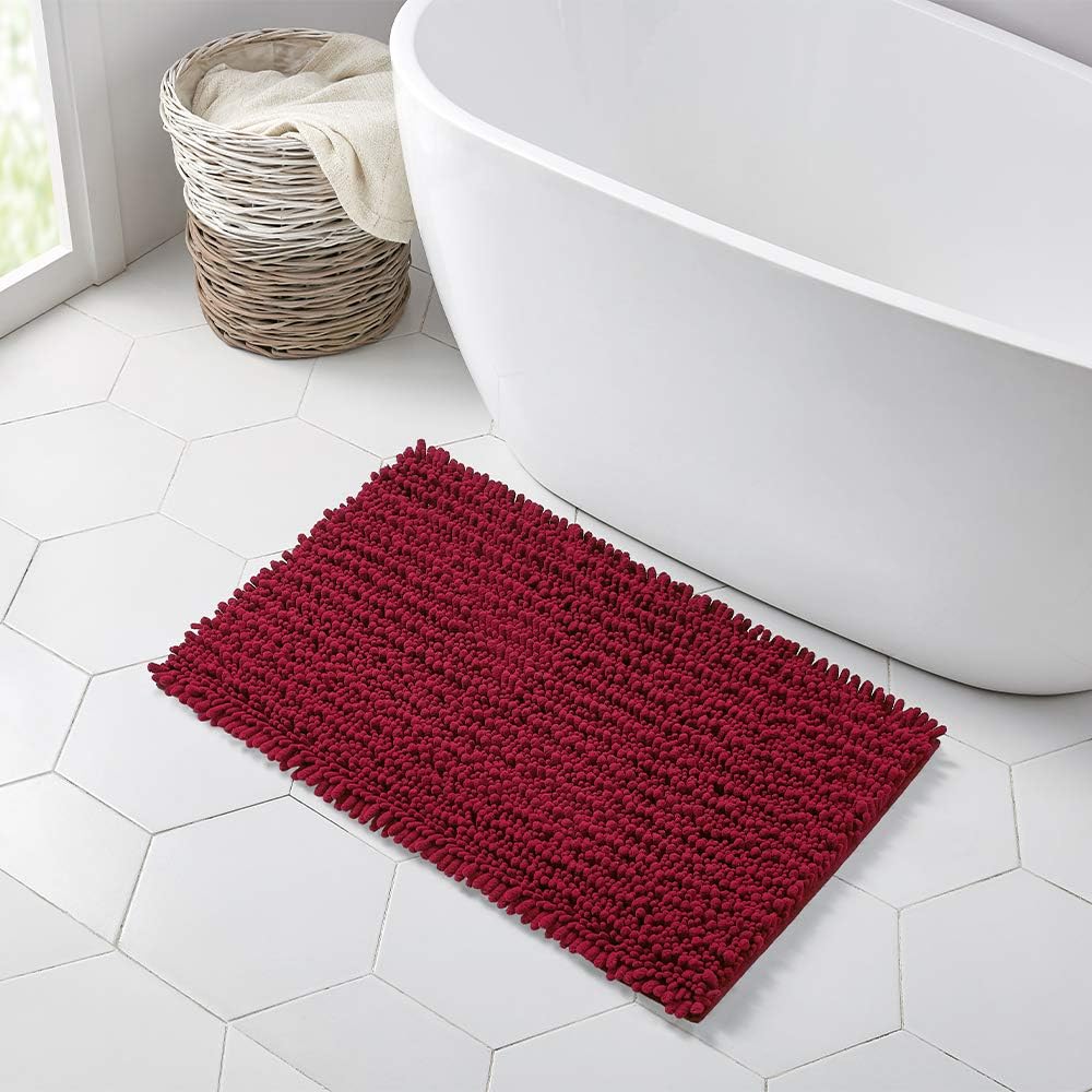 Walensee Bathroom Rug Non Slip Bath Mat (24x17 Inch Blush) Water Absorbent Super Soft Shaggy Chenille Machine Washable Dry Extra Thick Perfect Absorbant Best Small Plush Carpet for Shower Floor
