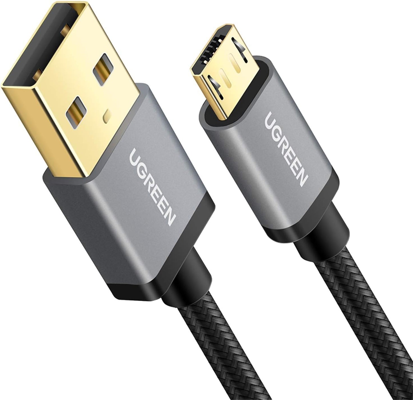 UGREEN USB to Micro 2.0 Cable Nylon Braided Fast Quick Charger Android Charging Cord for Galaxy S7 S6 S5 Edge A10, J3 Prime, Redmi Note 5 Pro, PS4, Xbox One Controller, Black, 3ft