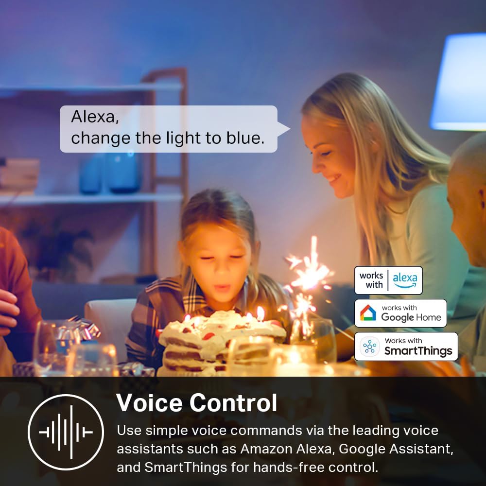 Kasa Smart Light Bulbs, Full Colour Changing Dimmable Smart WiFi Bulbs Compatible with Alexa and Google Home, A19, 9W 800 Lumens,2.4Ghz only, No Hub Required, 2-Pack (KL125P2), Multicolour