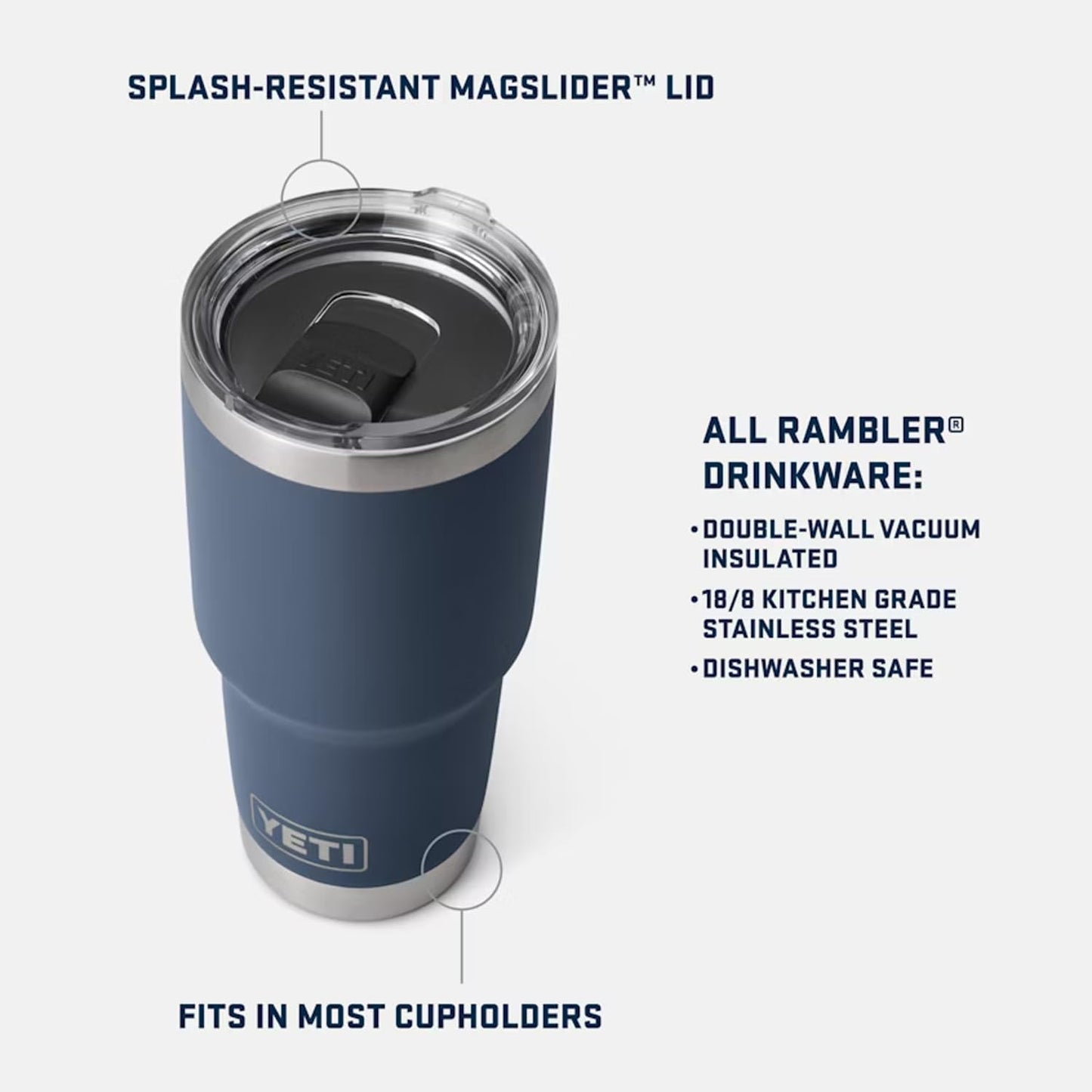 YETI Rambler 30 oz Stainless Steel Vacuum Insulated Tumbler w/MagSlider Lid