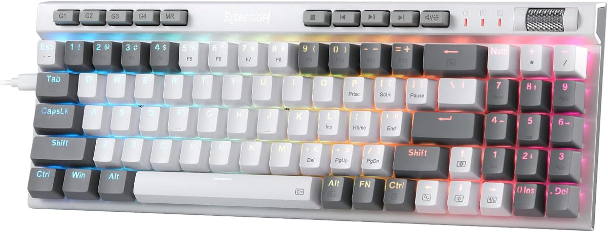 Redragon K655 75% RGB Wired Mechanical Gaming Keyboard, 78 Keys Hot-Swap Mechanical Keyboard w/Aluminum Cover Board, Upgraded Socket and Onboard Macro/Media Keys, Quiet Linear Red Switch - PuriLite